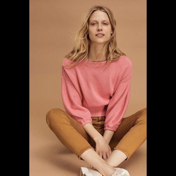 Anthropologie Cropped Balloon-Sleeve Pullover size small - Picture 4 of 9